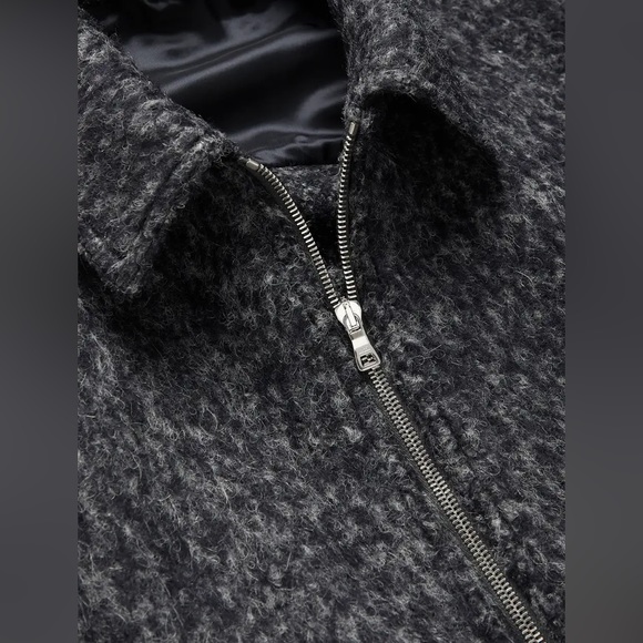 NWT Mr.P Mr Porter Felted Virgin Wool Blend Blouson Jacket Coat Black - Picture 5 of 12